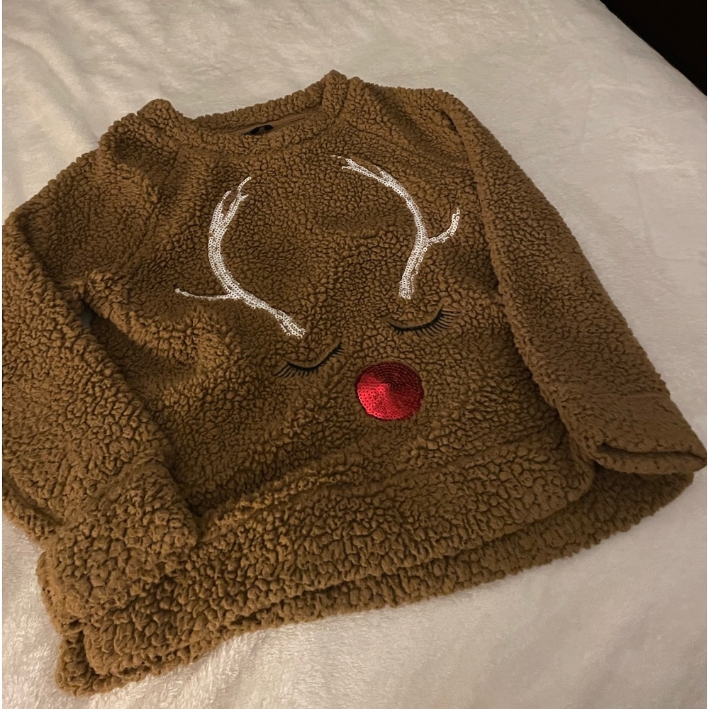 Christmas reindeer fuzzy shirt
